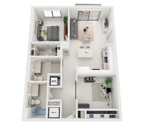 1 BR x 1 BA with den